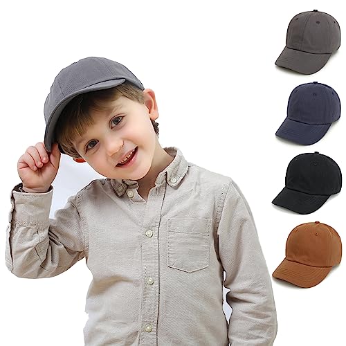 Baby Kinder Solide Farbe Baseballkappen Einstellbare Baumwolle Sonnenhut für Kleinkind Jungen Mädchen(Dark Grey,3-6Year) von YANWANG