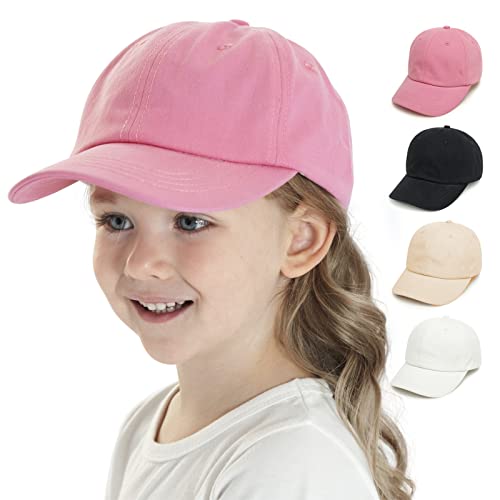 Baby Kinder Solide Farbe Baseballkappen Einstellbare Baumwolle Sonnenhut für Kleinkind Jungen Mädchen（Dark pink，3-6Year） von YANWANG