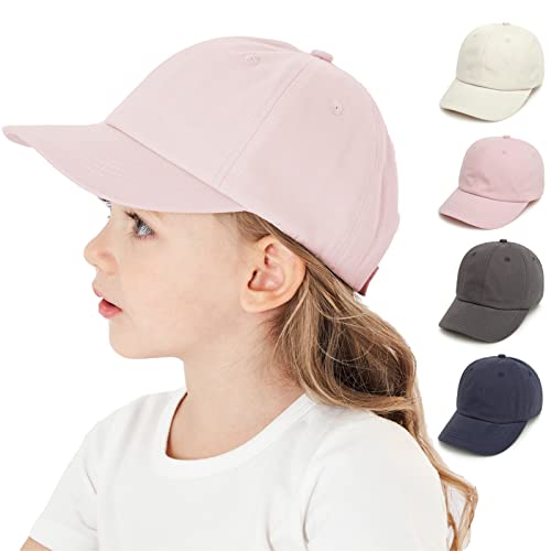 Baby Kinder Solide Farbe Baseballkappen Einstellbare Baumwolle Sonnenhut für Kleinkind Jungen Mädchen（Light pink，3-6Year） von YANWANG