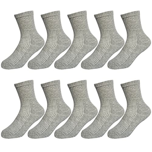 YANWANG 10 Paar Kleinkinder-Kinder-Baumwoll-Crew-Socken, Niedliche Cartoon-Tier-Söckchen für Jungen und Mädchen(M:3-5 Jahre,grau) von YANWANG