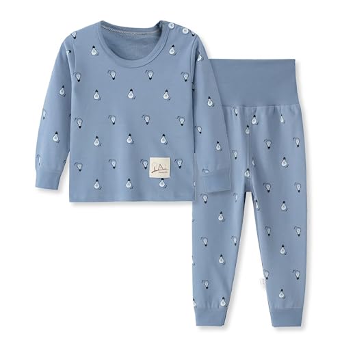 YANWANG 100% Baumwolle Baby Kinder Schlafanzüge Jungen Mädchen Pyjamas Set Langarm Nachtwäsche Tag55/1-2 Jahre,Muster 4