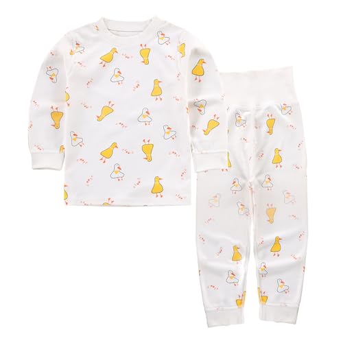 YANWANG 100% Baumwolle Baby Kinder Schlafanzüge Jungen Mädchen Pyjamas Set Langarm Nachtwäsche（Duck，2-3 Jahre） von YANWANG