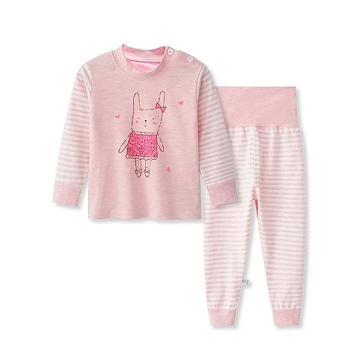 YANWANG 100% Baumwolle Baby Kinder Schlafanzüge Jungen Mädchen Pyjamas Set Langarm Nachtwäsche（Hase-hohe Taille，4-5 Jahre） von YANWANG