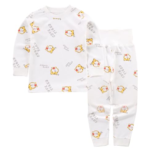 YANWANG 100% Baumwolle Baby Kinder Schlafanzüge Jungen Mädchen Pyjamas Set Langarm Nachtwäsche（Tiger，1-2 Jahre） von YANWANG