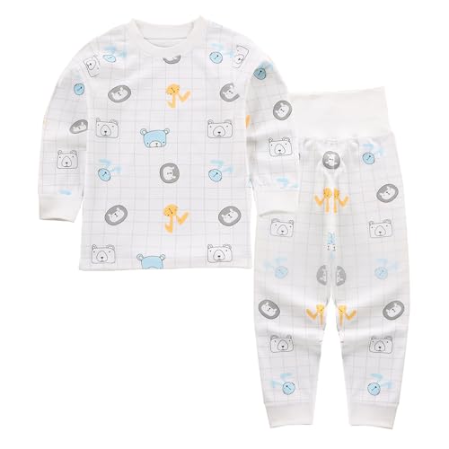 YANWANG 100% Baumwolle Baby Kinder Schlafanzüge Jungen Mädchen Pyjamas Set Langarm Nachtwäsche（White Bear，2-3 Jahre） von YANWANG