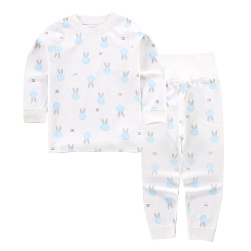 YANWANG 100% Baumwolle Baby Kinder Schlafanzüge Jungen Mädchen Pyjamas Set Langarm Nachtwäsche（White Rabbit，2-3 Jahre） von YANWANG