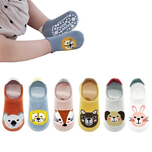 YANWANG Baby Anti-Rutsch-Socken Knöchel niedlich Cartoon Griffe Socken für Säuglinge Kleinkind Jungen Mädchen Mehrfarbig 6 Paar (Braun Koala,0-12 Months) von YANWANG