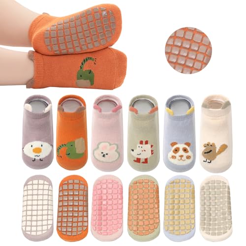 YANWANG Baby Anti-Rutsch-Socken Knöchel niedlich Cartoon Griffe Socken für Säuglinge Kleinkind Jungen Mädchen Mehrfarbig 5/6 Paar (A4-bird,3-5 Years) von YANWANG