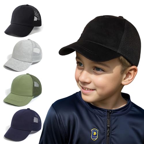 YANWANG Baby Baseballkappe Atmungsaktiv Einstellbare Kleinkind Sonnenhut Dinosaurier Solide Farbe Mützen für Kinder Jungen Mädchen(Black，L) von YANWANG