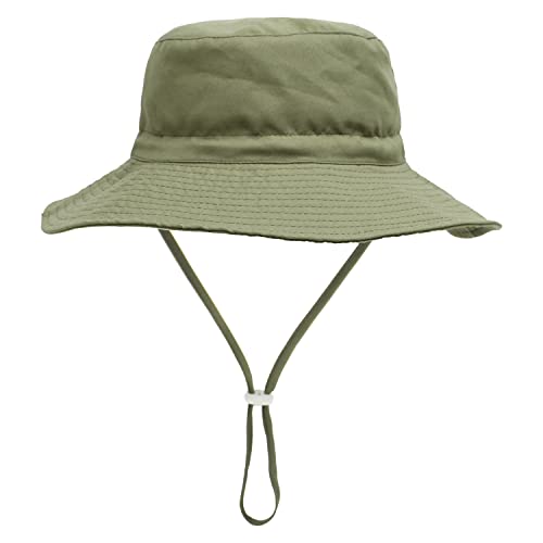 YANWANG Baby Kinder Einstellbare Eimer Sonnenhut, UPF 50+ Sonnenschutz Strandmütze für Kleinkinder Jungen Mädchen(Army Green,1-3Years) von YANWANG