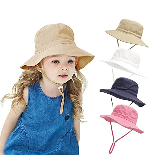 YANWANG Baby Kinder Einstellbare Eimer Sonnenhut, UPF 50+ Sonnenschutz Strandmütze für Kleinkinder Jungen Mädchen(Khaki,1-3Years) von YANWANG