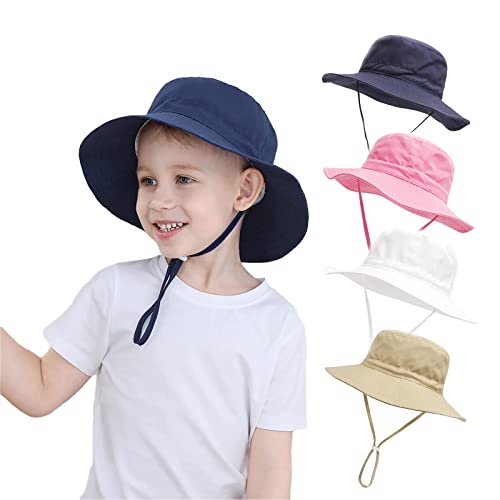 YANWANG Baby Kinder Einstellbare Eimer Sonnenhut, UPF 50+ Sonnenschutz Strandmütze für Kleinkinder Jungen Mädchen(Navy Blue,2-6years) von YANWANG