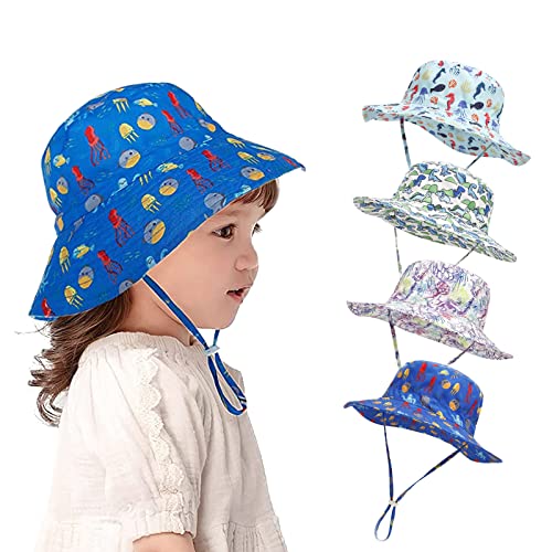 YANWANG Baby Kinder Einstellbare Eimer Sonnenhut, UPF 50+ Sonnenschutz Strandmütze für Kleinkinder Jungen Mädchen(Octopus,3-8years) von YANWANG