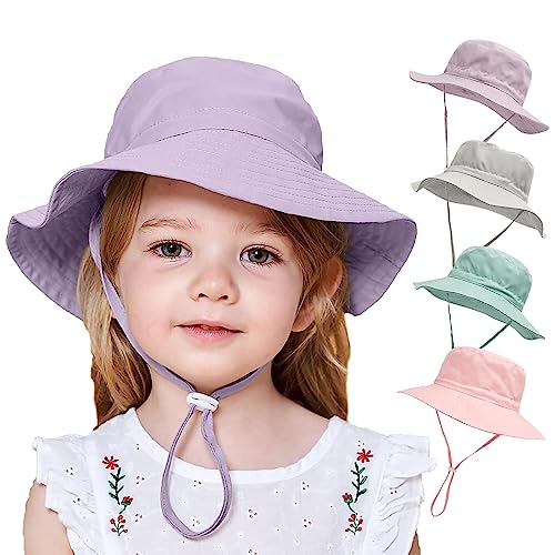 YANWANG Baby Kinder Einstellbare Eimer Sonnenhut, UPF 50+ Sonnenschutz Strandmütze für Kleinkinder Jungen Mädchen(Purple,3-8years) von YANWANG