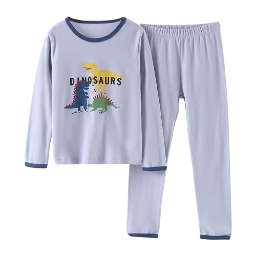 Jungen Schlafanzug Set 100% Baumwolle Langarm Dinosaurier Nachtwäsche Kleinkind Jungen Nachtwäsche Outfits（3-Three Dinosaur，6 T/ 120cm von YANWANG