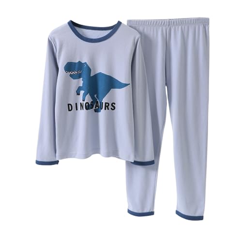 YANWANG Jungen Schlafanzug Set 100% Baumwolle Langarm Dinosaurier Nachtwäsche Kleinkind Jungen Nachtwäsche Outfits（4-Tyrannosaurus rex，10 T/ 140cm von YANWANG