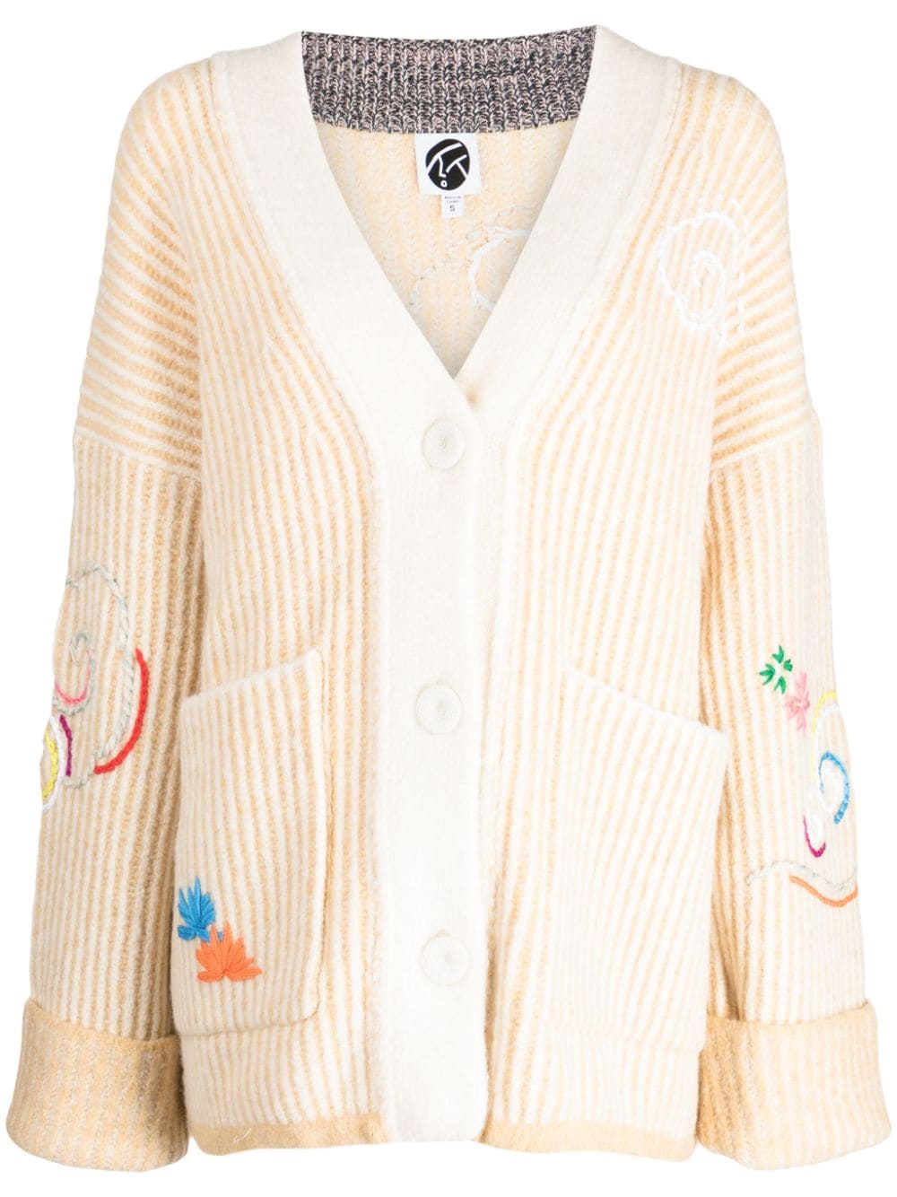 YANYAN KNITS Bestickter Cardigan - Nude von YANYAN KNITS