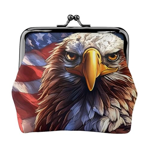 Amerikanischer Weißkopfseeadler Druck, stilvolle einzigartige Münzgeldbörse, niedliche Mini-Geldbörse mit Kussschloss, wasserdicht für Münzen von YANYU