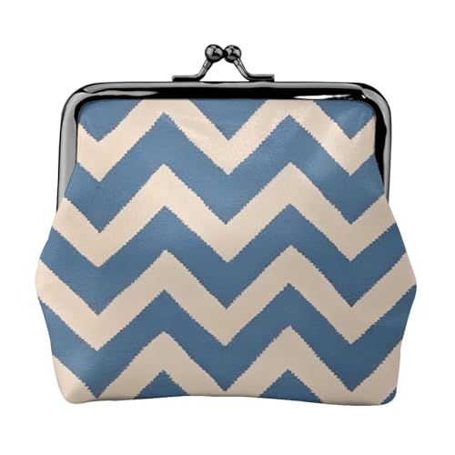 Blau-beigefarbener Streifendruck, stilvolle einzigartige Münzbörse, niedliche Mini-Geldbörse mit Kussschloss, wasserdicht für Münzen von YANYU