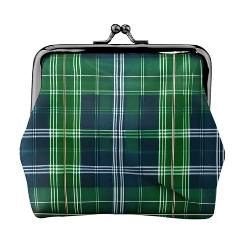 Blaue und einzigartige schottische Schottenkaro-Geldbörse, niedlicher Kussverschluss, wasserdichte Münzgeldbörse von YANYU