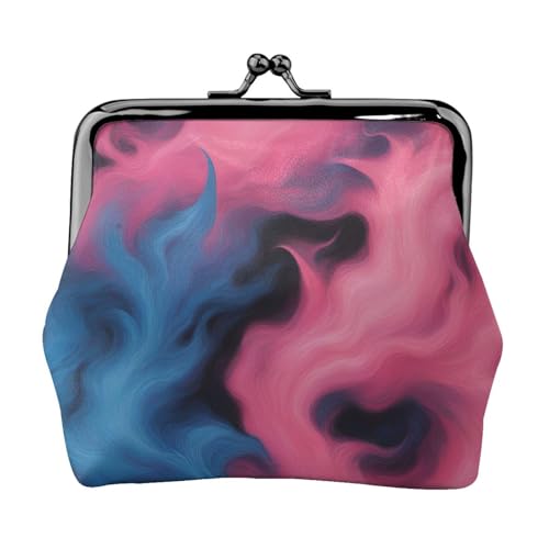 Blauer und pinker Feuerdruck, stilvolle einzigartige Münzbörse, niedliche Mini-Geldbörse mit Kussschloss, wasserdicht für Münzen von YANYU