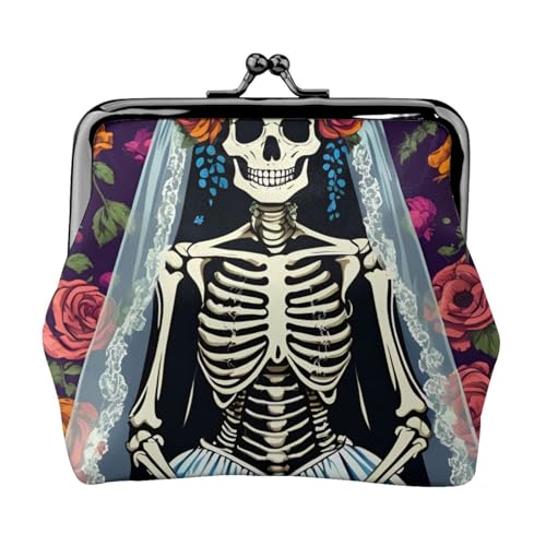 Bunte Totenkopf-Aufdruck, stilvolle einzigartige Münzbörse, niedliche Mini-Geldbörse mit Kussschloss, wasserdicht für Münzen von YANYU