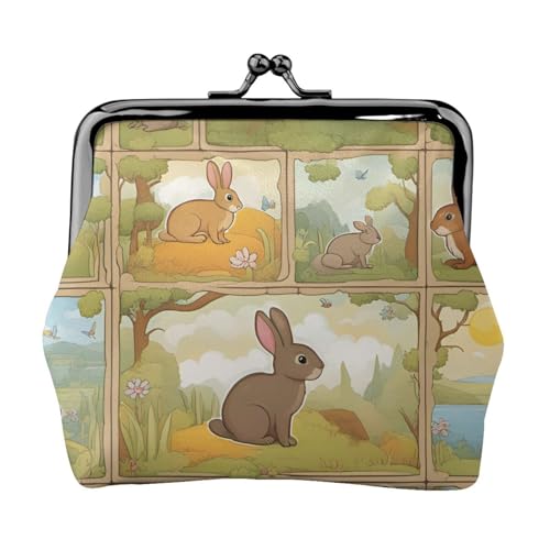 Cartoon-Geldbörse mit Kaninchenmuster, elegant und einzigartig, niedlicher Kussverschluss, wasserdichte Münzgeldbörse von YANYU