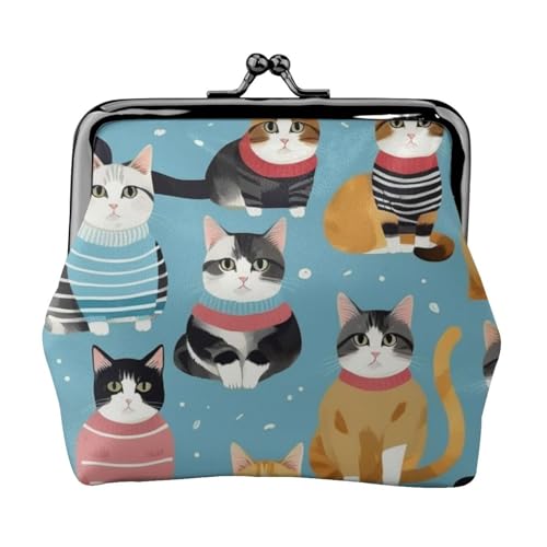 Cartoon-Katzen-Druck, stilvolle einzigartige Münzbörse, niedliche Mini-Geldbörse mit Kussschloss, wasserdicht für Münzen von YANYU