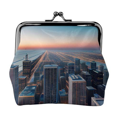 Chicago Illinois USA 1 Druck Stilvolle einzigartige Münzbörse niedliche Mini-Geldbörse mit Kussschloss wasserdicht für Münzen von YANYU