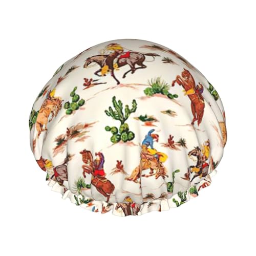 Cowboy Ride Horse Print Große Größe wasserdichte Duschhaube für Damen und Herren wiederverwendbar leicht weich Hut von YANYU