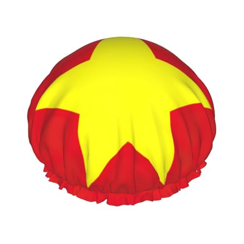 Duschhaube mit vietnamesischer Flagge, groß, wasserdicht, für Damen und Herren, wiederverwendbar, leicht, weich von YANYU