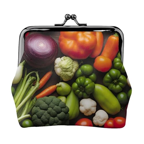 Einführung verschiedener Gemüsesorten, stilvoll, einzigartig, Münzbörse, niedlich, Mini-Geldbörse mit Kussschloss, wasserdicht für Münzen von YANYU