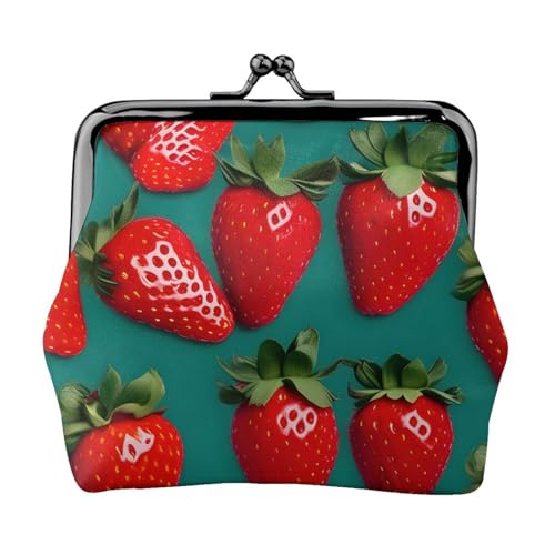 Einzigartige Geldbörse mit Erdbeer-Druck, niedlicher Kussverschluss, wasserdichte Münzgeldbörse von YANYU