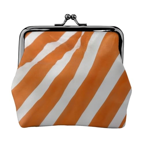 Einzigartige Geldbörse mit orange-weißem Streifendruck, schöne Geldbörse mit Kussverschluss, wasserdichte Münzgeldbörse von YANYU