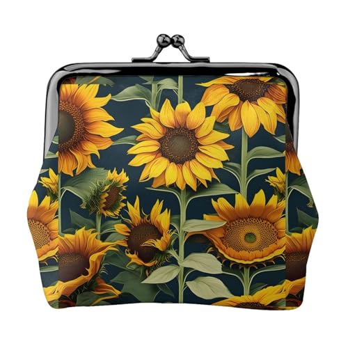 Einzigartige Sonnenblumen-Geldbörse mit Wildblumenmuster, niedlicher Kussverschluss, wasserdichte Münzgeldbörse von YANYU