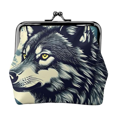 Einzigartige Wolf- und Monddruck-Portemonnaie, niedlicher Kussverschluss, wasserdichte Münzgeldbörse Einzigartige Wolf- und Monddruck-Portemonnaie, niedlicher Kussverschluss, wasserdichte Münzgeldbörse von YANYU