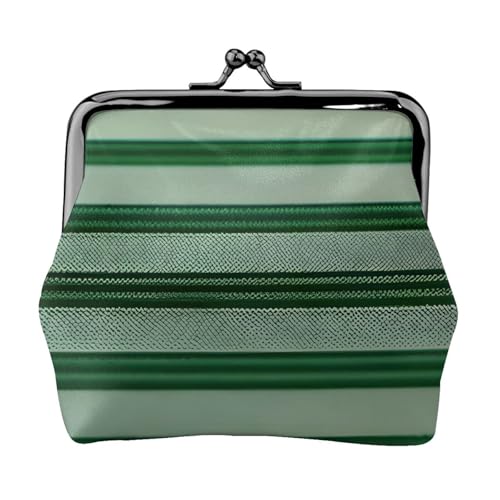 Einzigartige und stilvolle Geldbörse mit grünem Streifenmuster, schöne Geldbörse mit Kussverschluss, wasserdichte Münzgeldbörse von YANYU