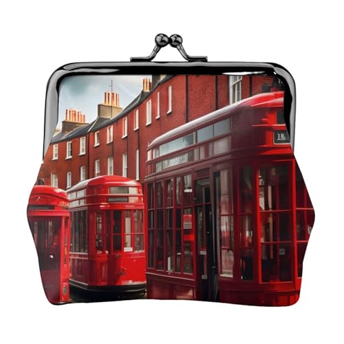 Elegante und einzigartige rote London Street Print Geldbörse mit wasserdichtem Kussverschluss für Münzen von YANYU