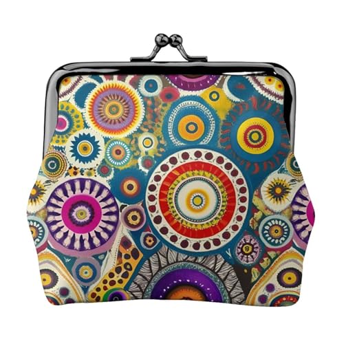 Ethnische Kreise, Blumendruck, stilvolle einzigartige Münzbörse, niedliche Mini-Geldbörse mit Kussschloss, wasserdicht für Münzen von YANYU