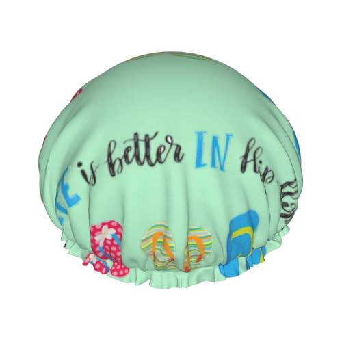 Flip Flops Kalligraphie Strandschuhe Druck Große Größe Wasserdichte Duschhaube für Damen und Herren Wiederverwendbar Leicht Weiche Mütze von YANYU