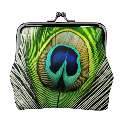 Geldbörse mit Pfauenfeder-Muster, elegant, einzigartig, wasserdicht, mit Kuss-Verschluss von YANYU
