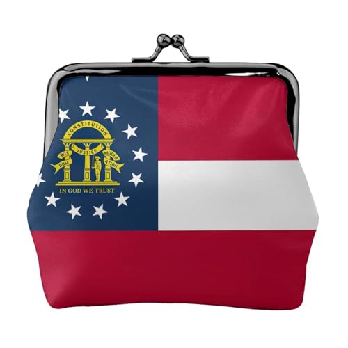 Georgia State Flag Print Stilvolle einzigartige Münzgeldbörse niedliche Mini-Geldbörse mit Kussschloss, wasserdicht für Münzen von YANYU