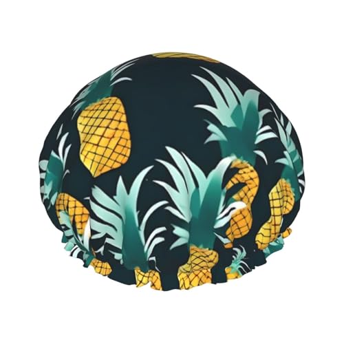 Große Größe wasserdichte Duschhaube mit Ananasdruck für Frauen und Männer wiederverwendbare leichte weiche Kappe von YANYU