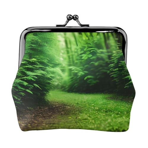 Grüner Naturdruck, stilvolle einzigartige Münzbörse, niedliche Mini-Geldbörse mit Kussschloss, wasserdicht für Münzen von YANYU