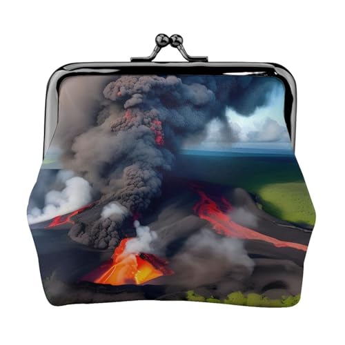 Kilauea Volcano Bloom Print Stilvolle einzigartige Münzbörse niedliche Mini-Geldbörse mit Kussschloss, wasserdicht für Münzen von YANYU