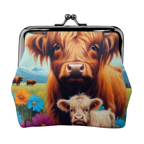 Kuh Sonnenblume Bauernhaus Druck Stilvolle einzigartige Münzbörse Niedlich Mini Geldbörse mit Kussschloss Wasserdicht für Münzen von YANYU