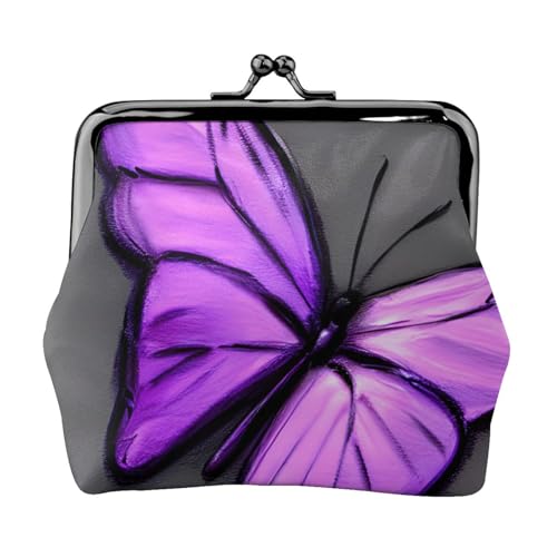 Lila Schmetterlinge Druck Stilvolle einzigartige Münzbörse niedliche Mini-Geldbörse mit Kussschloss wasserdicht für Münzen von YANYU