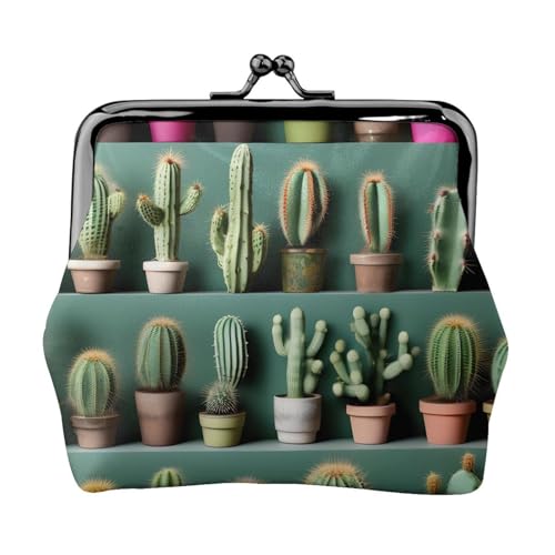 Many Kaktus Kunstdruck Stilvolle einzigartige Münzbörse niedliche Mini-Geldbörse mit Kussschloss wasserdicht für Münzen von YANYU