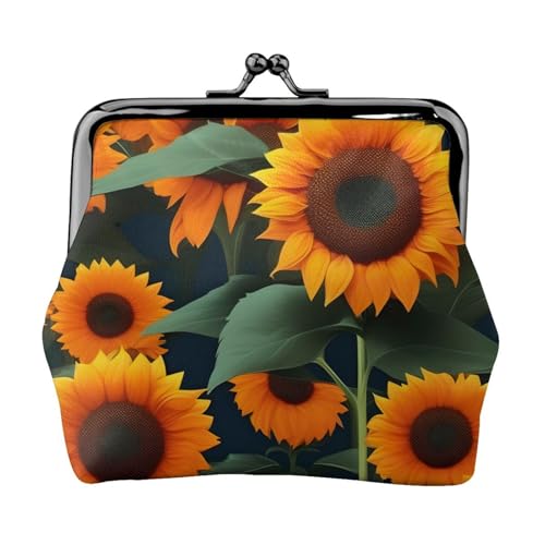 Münzgeldbörse mit orangefarbenem Sonnenblumendruck, stilvoll, einzigartig, niedlich, Mini-Geldbörse mit Kussschloss, wasserdicht für Münzen von YANYU