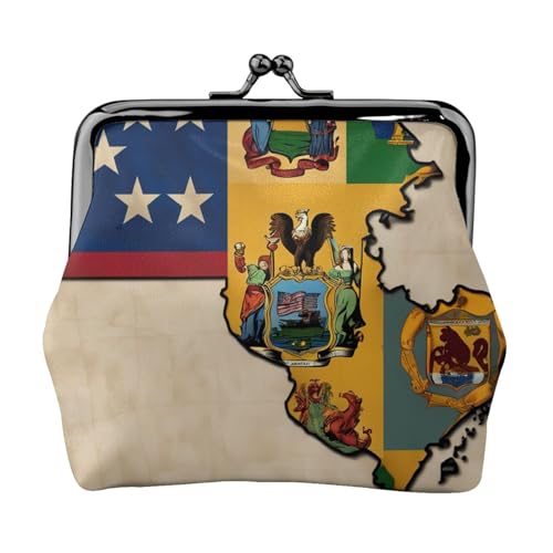 New Jersey Flagge map03 Druck Stilvolle einzigartige Münzbörse niedliche Mini-Geldbörse mit Kussschloss, wasserdicht für Münzen von YANYU